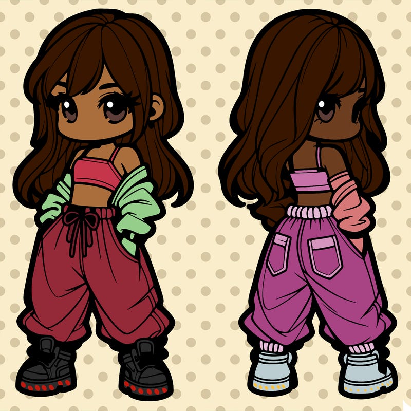 girl in crop top and baggy pants