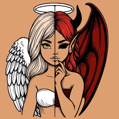 realistic angel half demon