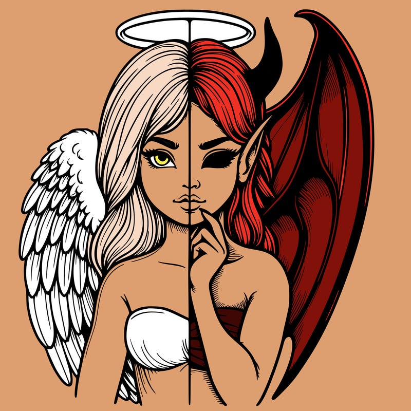 realistic angel half demon