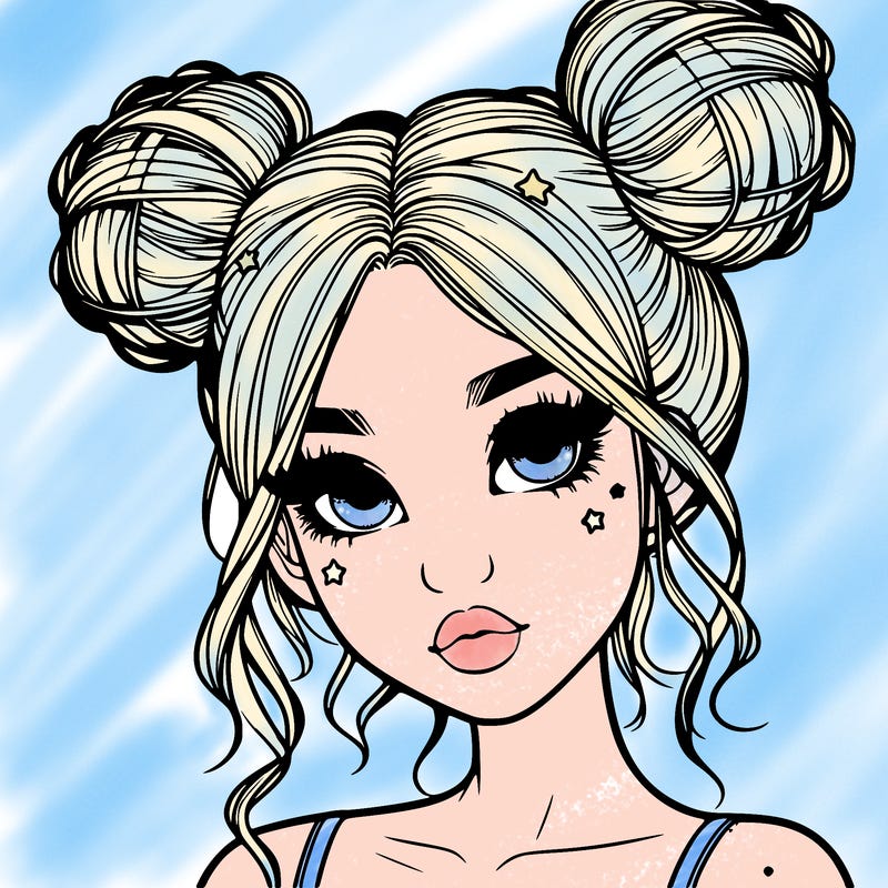 realistic girl with space buns