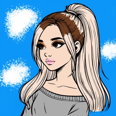 realistic girl with a high ponytail