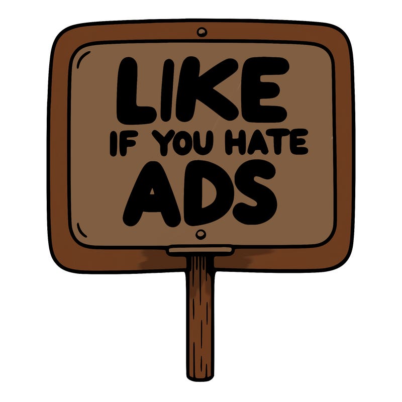 a sign that says like if you hate ads