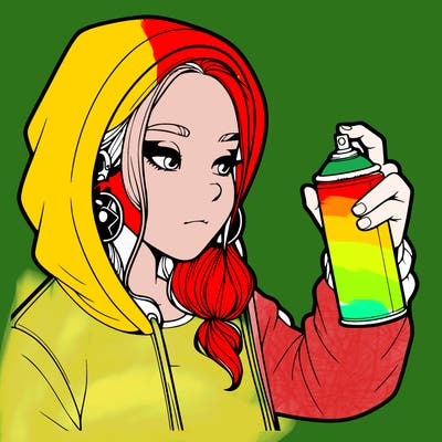 a realistic girl, spray painting