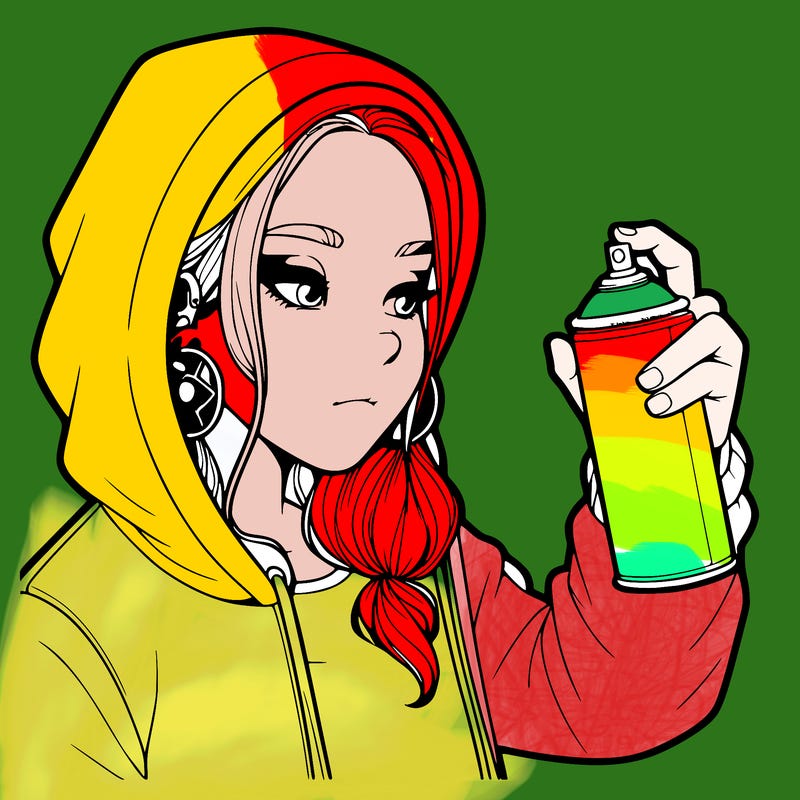 a realistic girl, spray painting