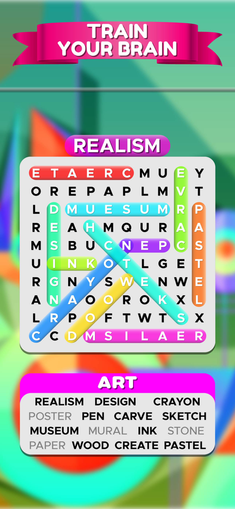 Word Search Games: Wordscapes - Uma grade de quebra-cabeça de caça-palavras com palavras destacadas para treinamento cerebral e exercício cognitivo