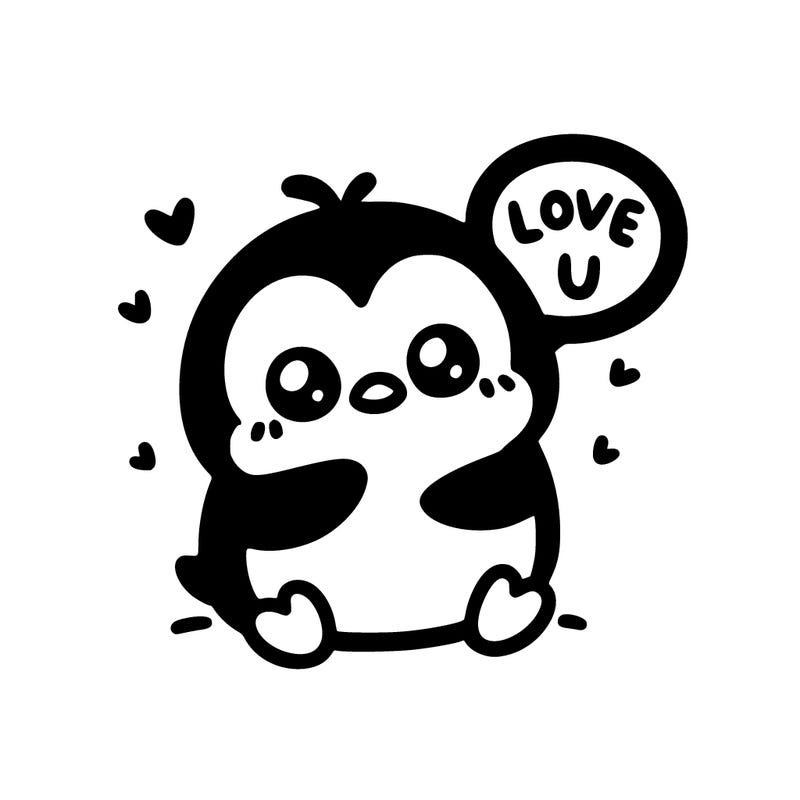 cute penguin saying “i love u”