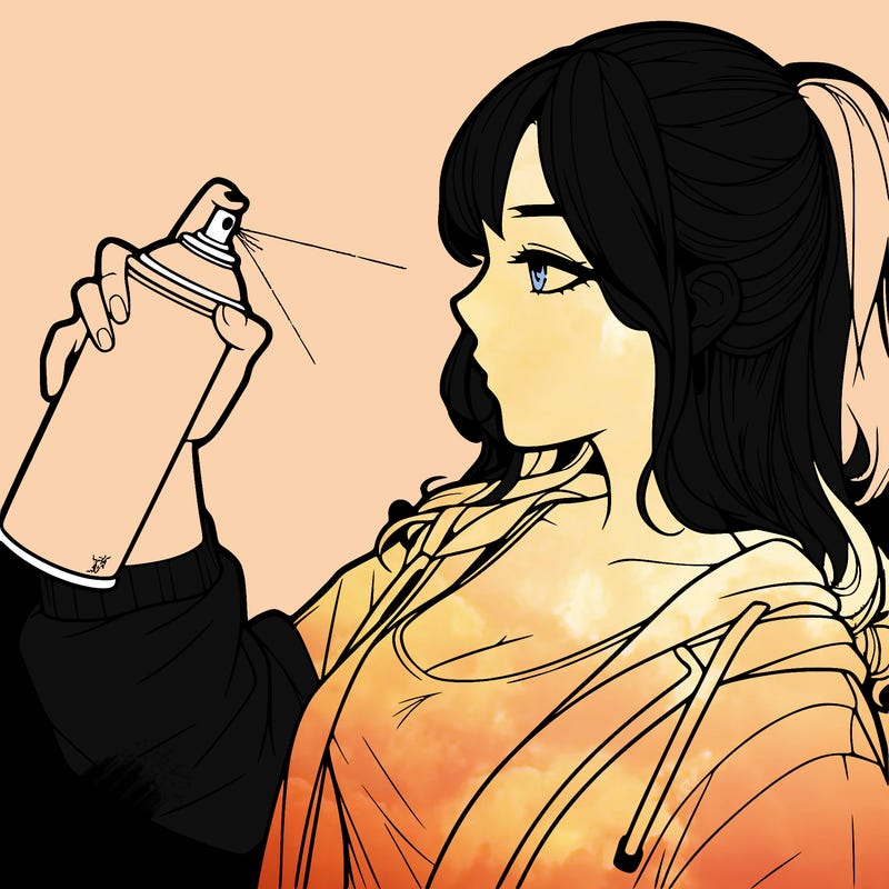 a realistic girl spray, painting