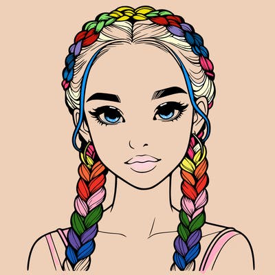 realistic girl with braids