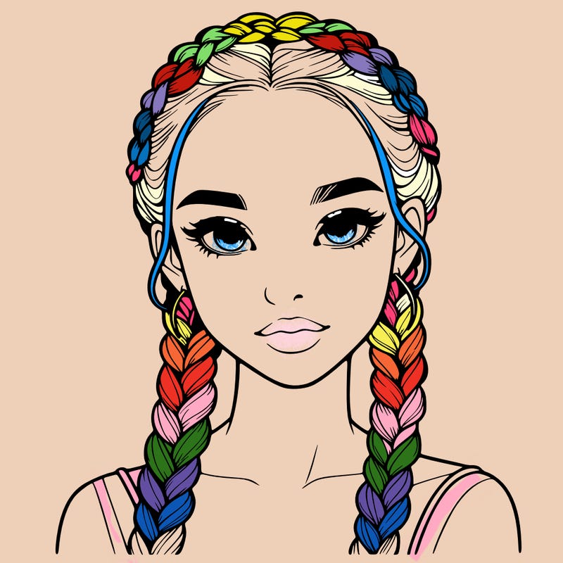realistic girl with braids