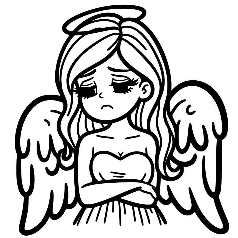a sad angel woman