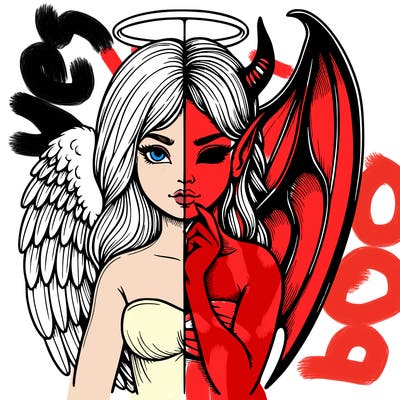 realistic angel half demon