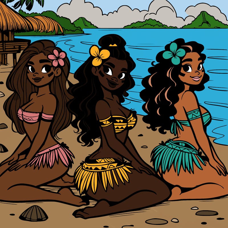 polynesian girls at the beach