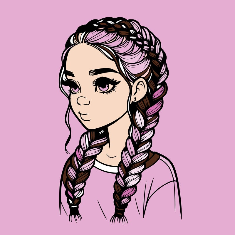 realistic girl with braids