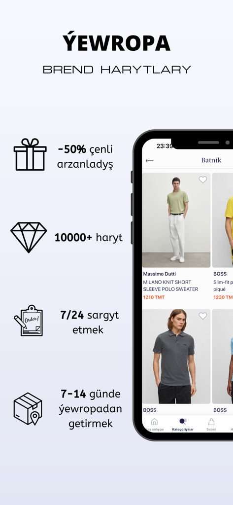 BEGRES - BEGRES mobile shopping app displaying luxury clothing brands and promotional features