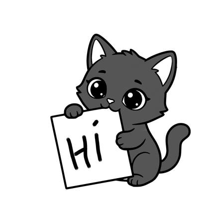 a small cat with a blank sheet of paper in its hand. the cat is sooooooo cute!