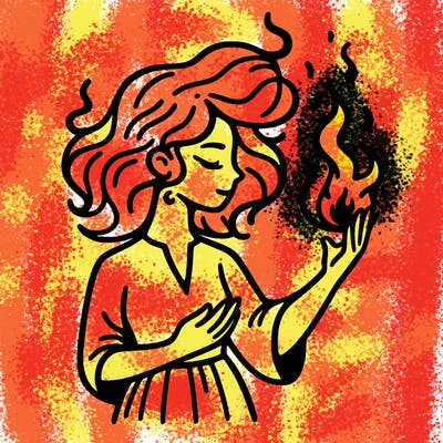 woman with fire