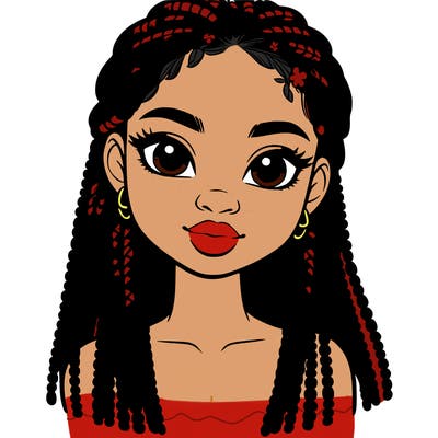 a realistic black girl with braids