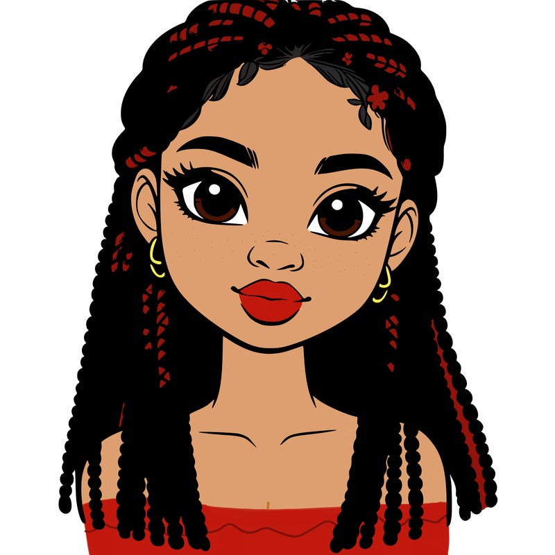a realistic black girl with braids