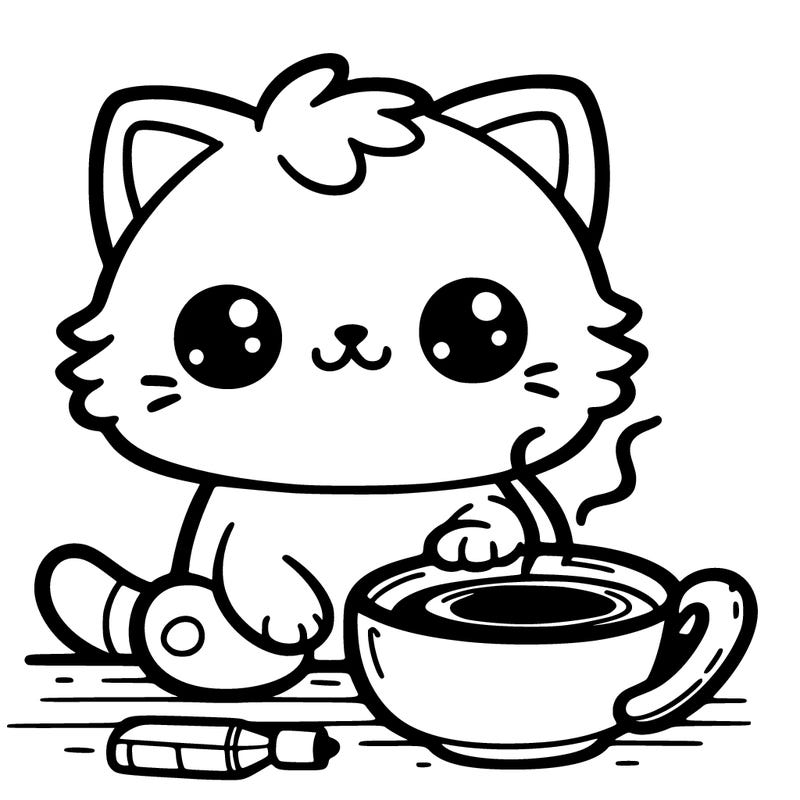 cat with coffee