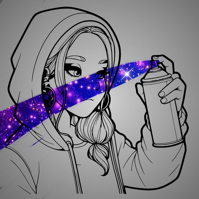 a realistic girl, spray painting