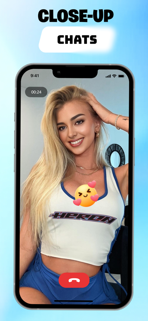 Nahaufnahme der Hawk-App-Oberfläche, die eine Live-Video-Chat-Sitzung von Angesicht zu Angesicht zeigt.