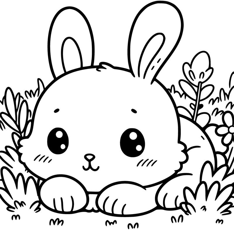 cute bunny resting in a patch of grass