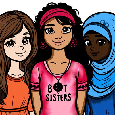 three sisters with a best sisters necklace