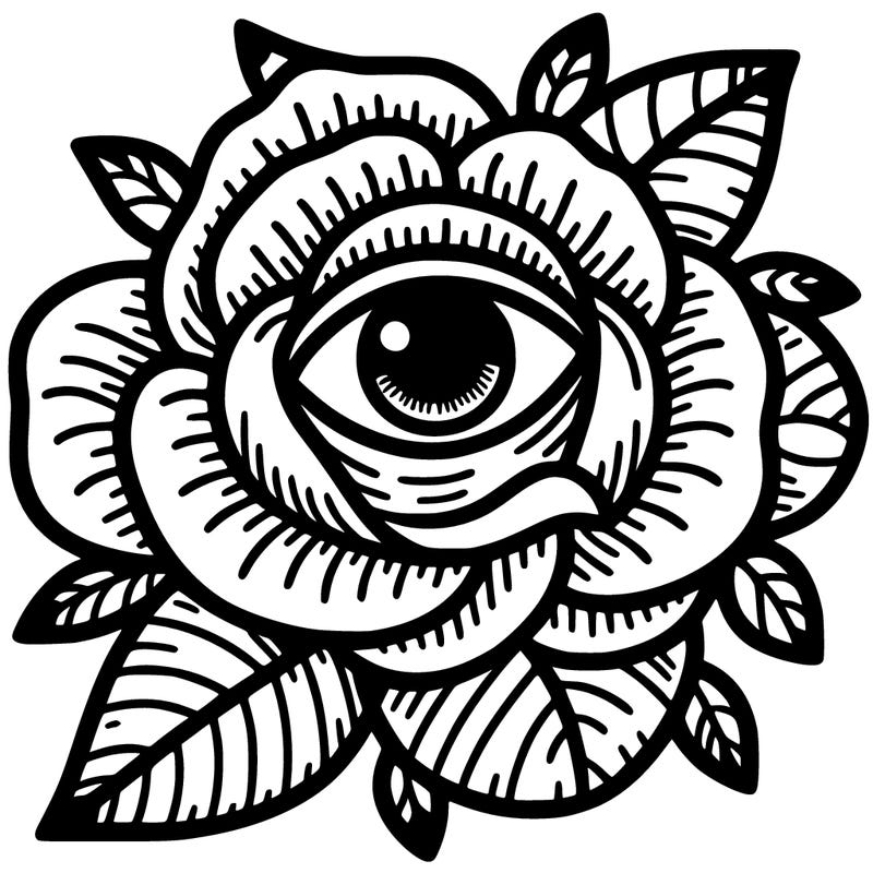 rose with eye in middle