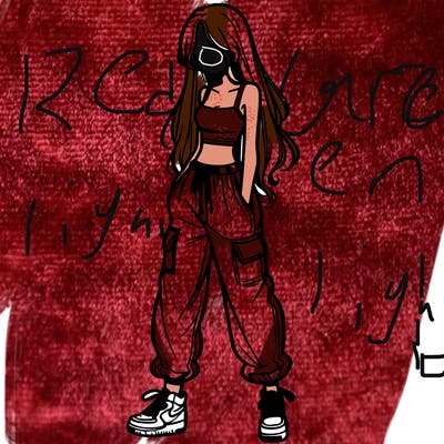 girl in baggy pants crop top and long hair