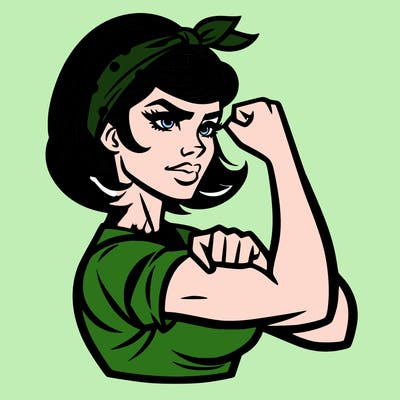 strong woman with a 60s american ad style