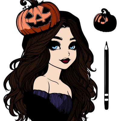 realistic  girl with  a halloween themed look