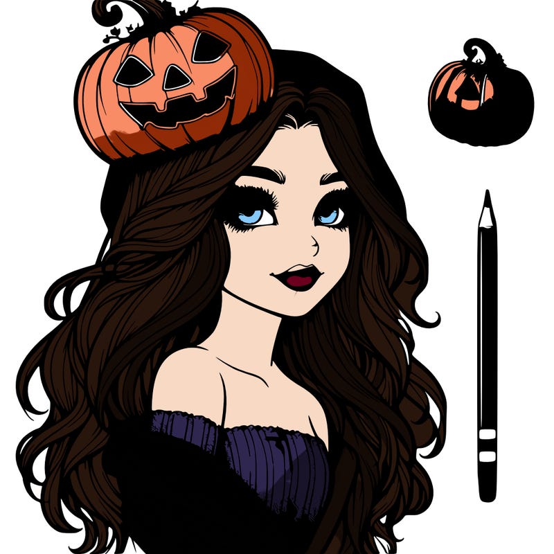 realistic  girl with  a halloween themed look