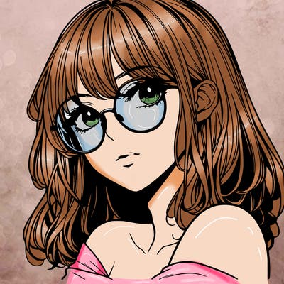 manga woman character with glasses and nice lips
