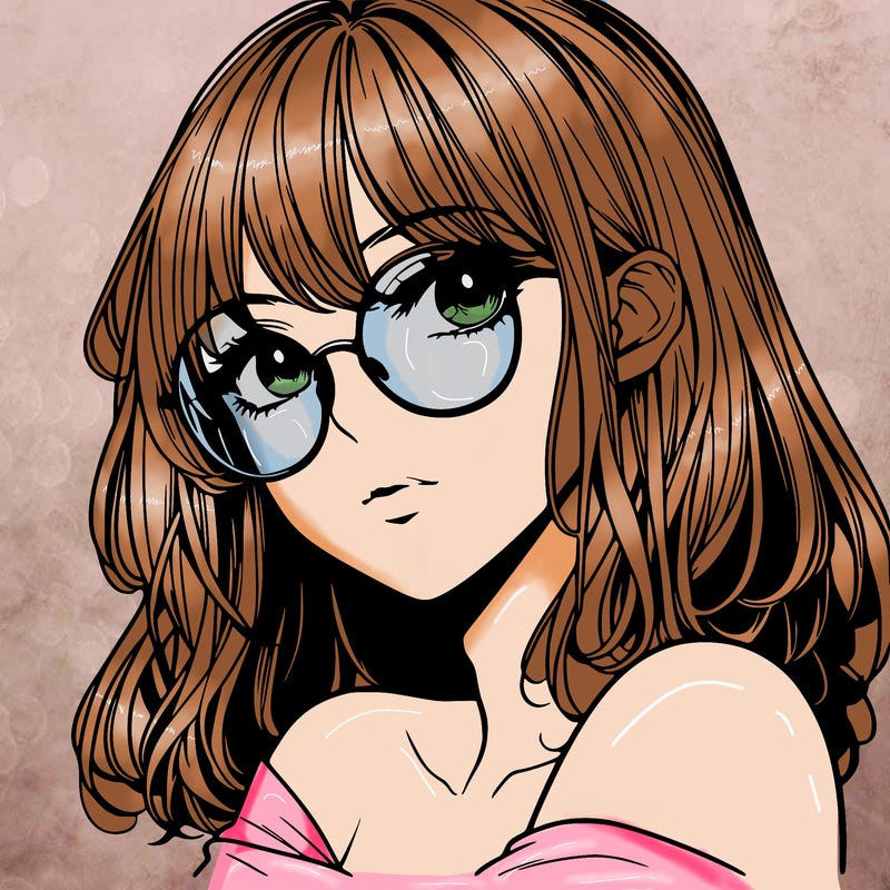 manga woman character with glasses and nice lips