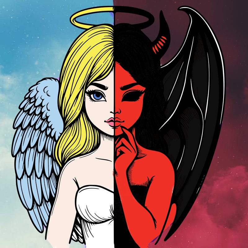 realistic angel half demon