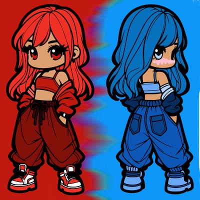 girl in crop top and baggy pants