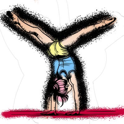 realistic gymnastic hand stand girl in four splits