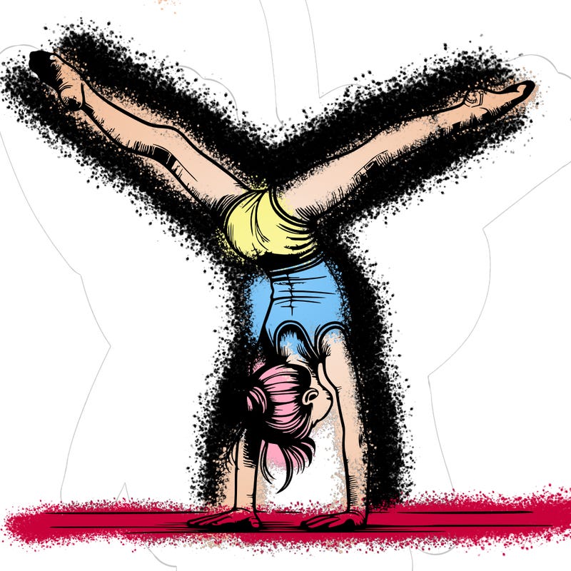 realistic gymnastic hand stand girl in four splits