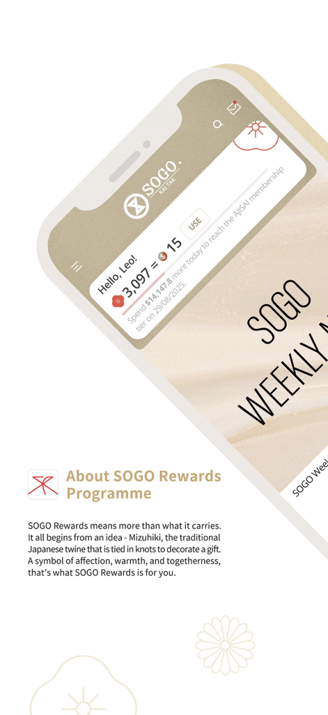 SOGO Rewards - SOGO Rewards mobile application display showing a user's loyalty points and membership tier progress.