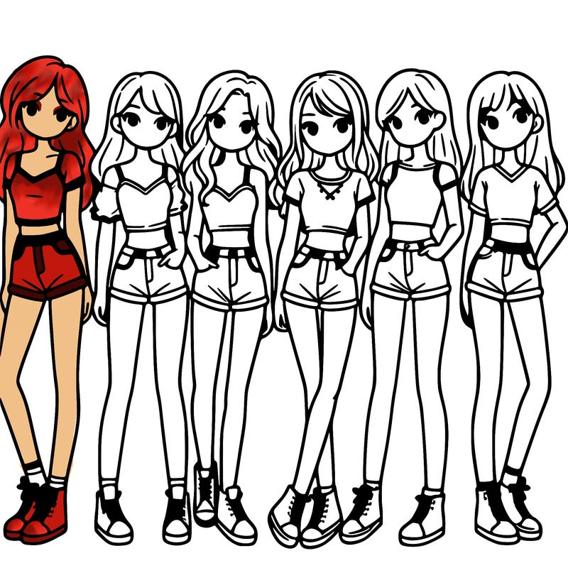 a group of girls wearing crop tops and shorts