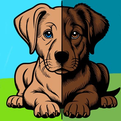 realistic dog split picture