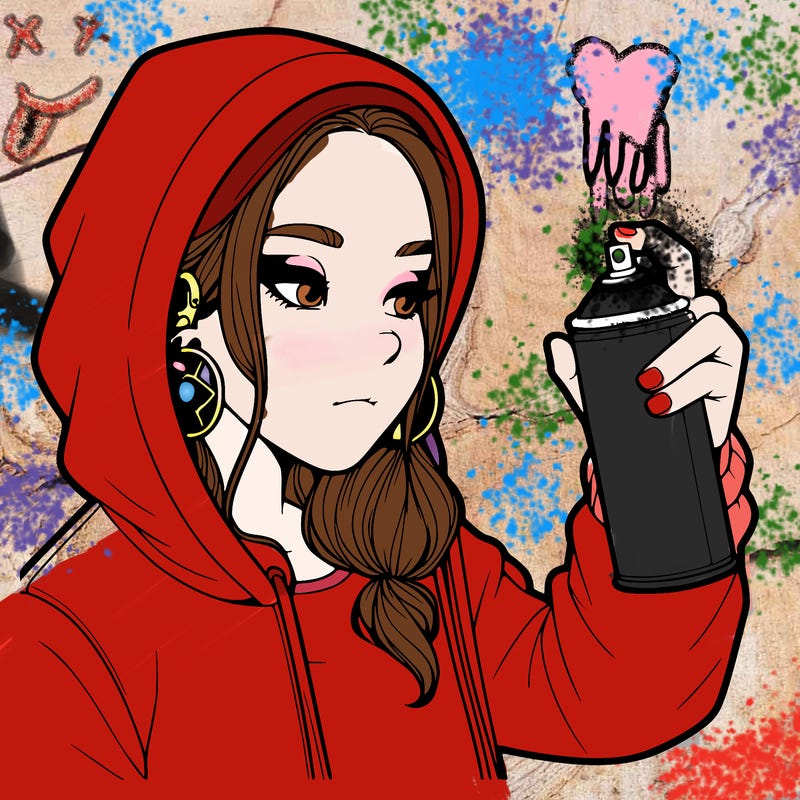 a realistic girl, spray painting