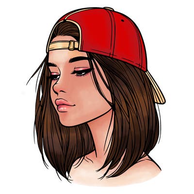 realistic  girl with a backwards hat
