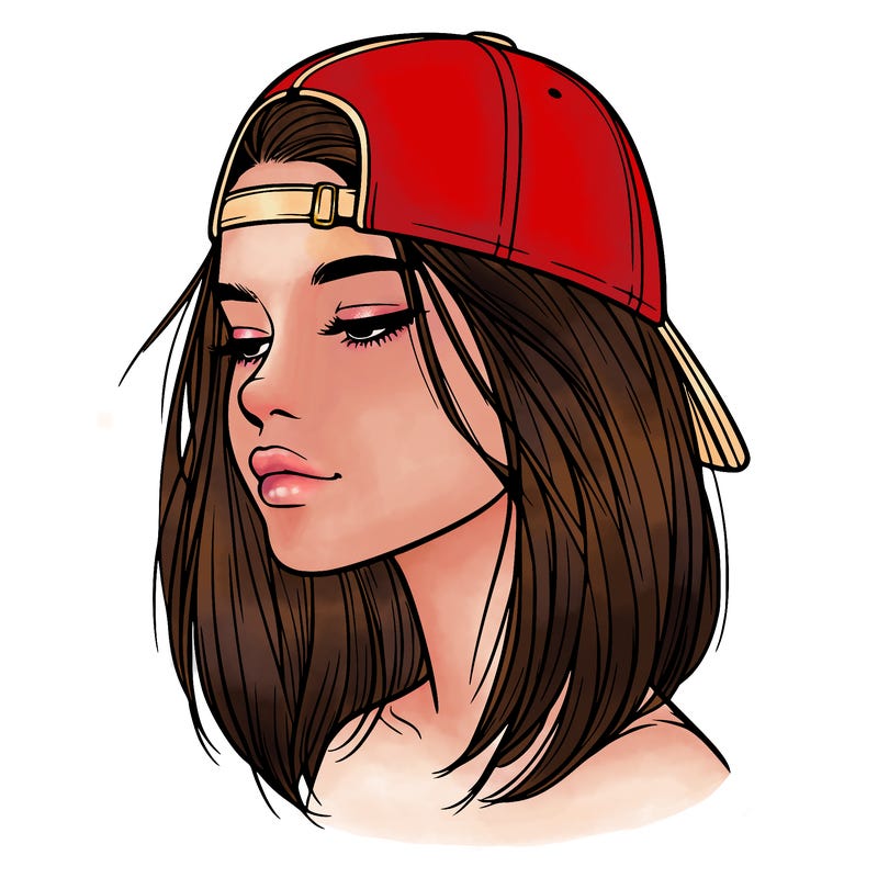 realistic  girl with a backwards hat