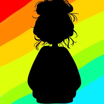 girl with baggy sweatshirt and messy bun