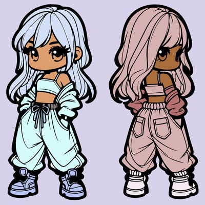 girl in crop top and baggy pants