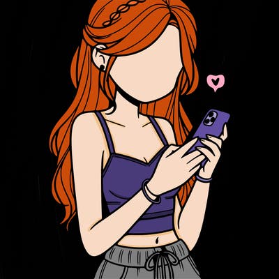 girl with crop top texting on her phone