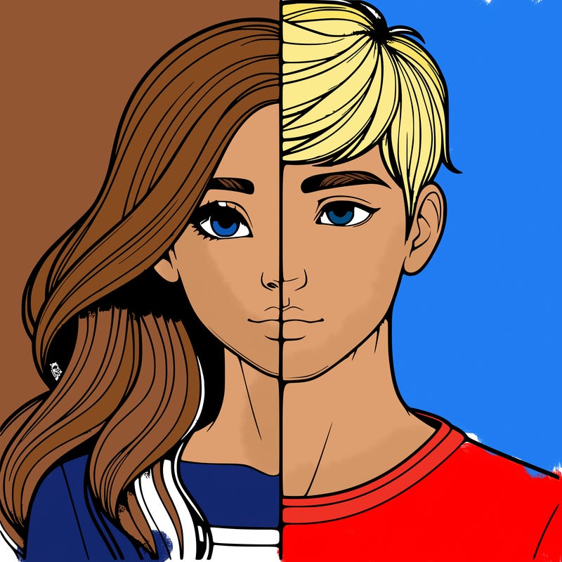 realistic half girl half boy split