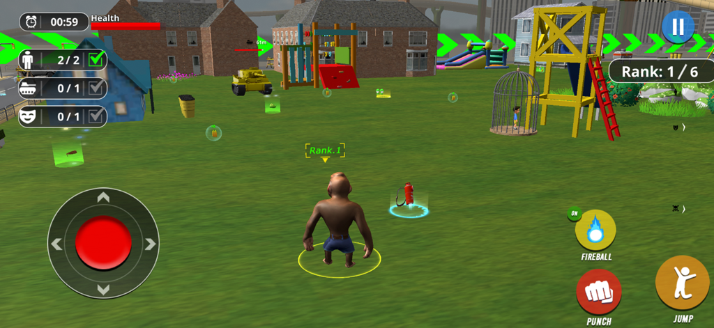 The Gorilla Survival Tag Game - Gorilla character in a suburban playground survival mission with a tank in the background