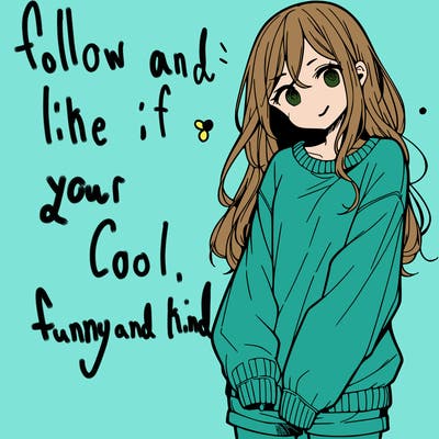 manga teen girl  in a sweater and baggy pants